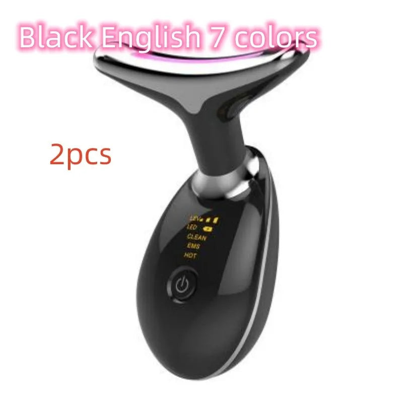 Beauty neck fade care massage instrument with ultrasonic infrared colour light functions in white