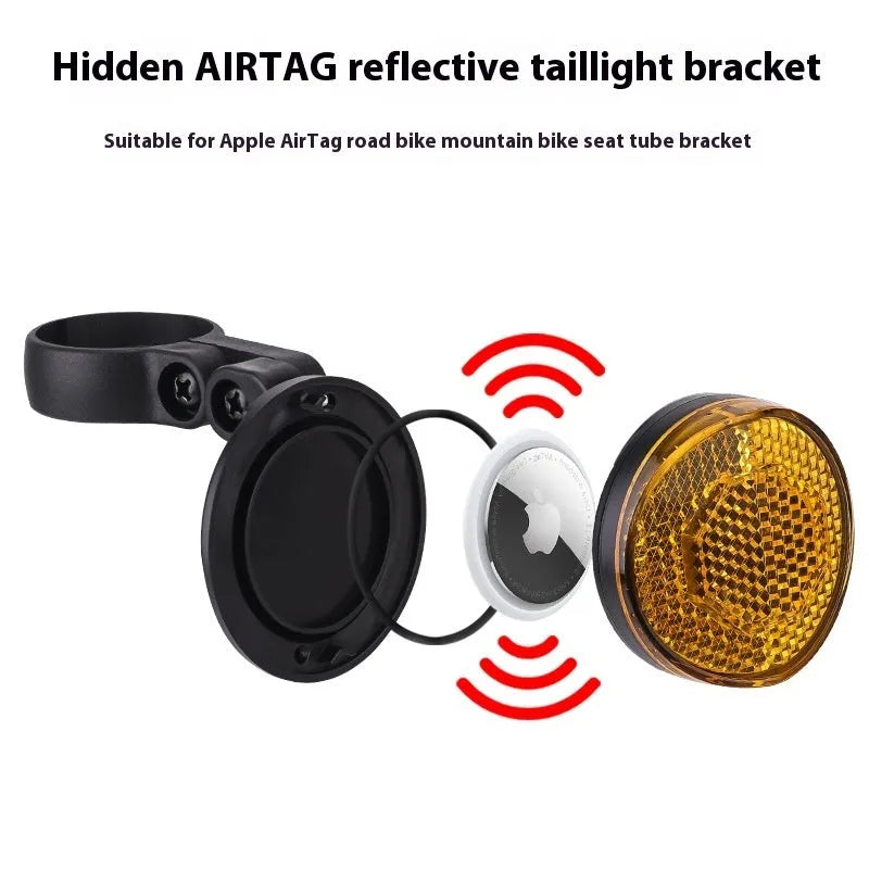 Plastic anti-theft positioning taillight bracket for bicycle seat post with reflective light in red