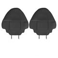 Set of two black leather rear seat anti kick pads with a storage pocket.