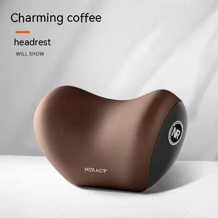 Car headrest and lumbar support pillow set with memory foam and milk silk cover in black
