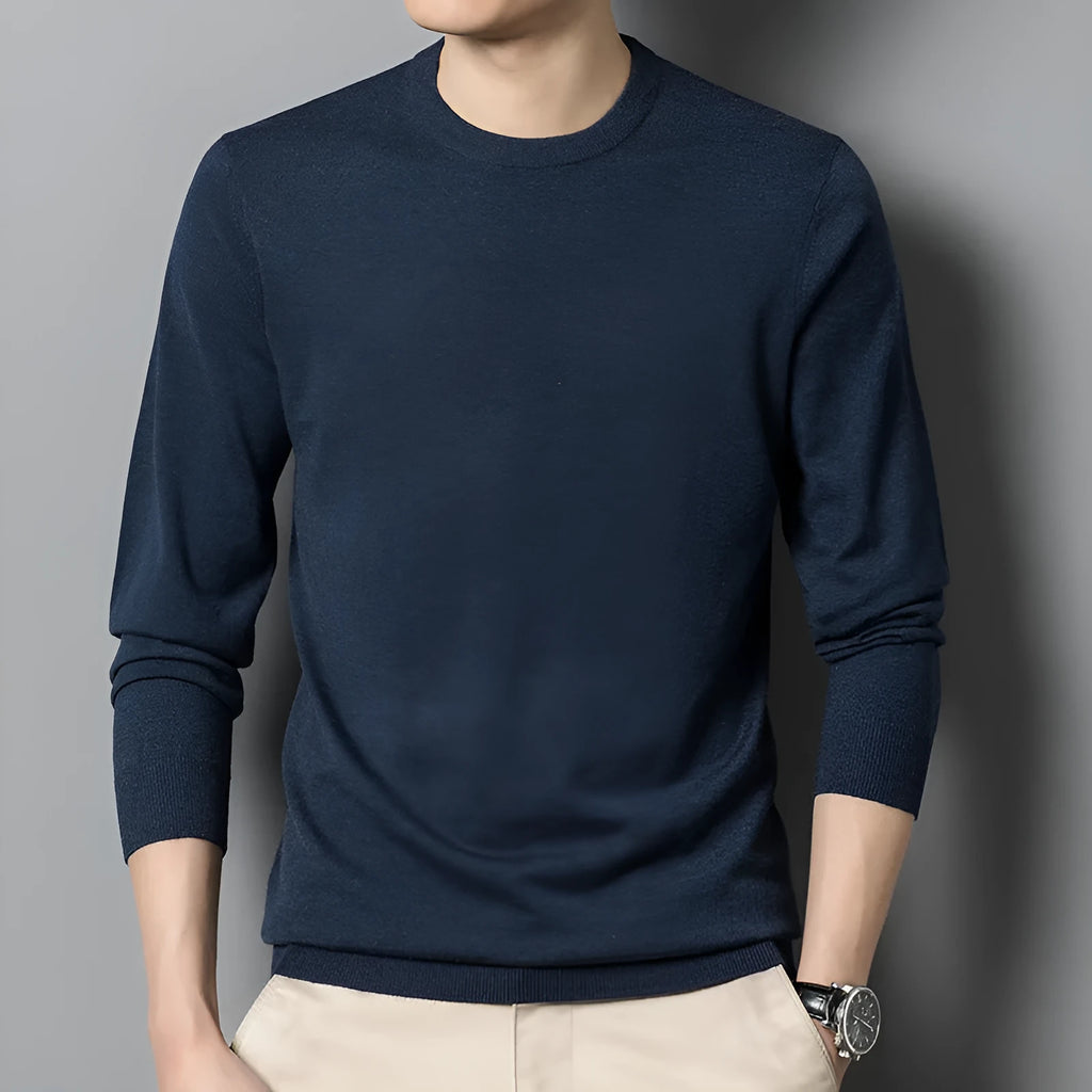 Men's fine yarn heavy sweater in light blue – pullover style for autumn winter – size M to 4XL