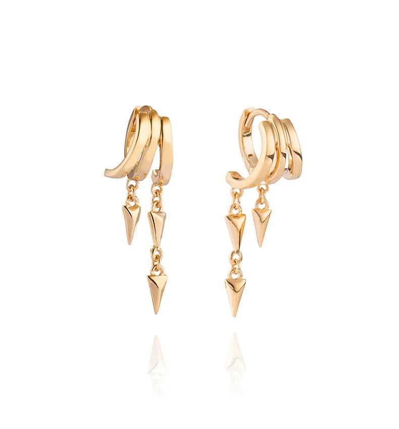 925 silver geometric diamond overlay rivet earrings in 18K gold finish