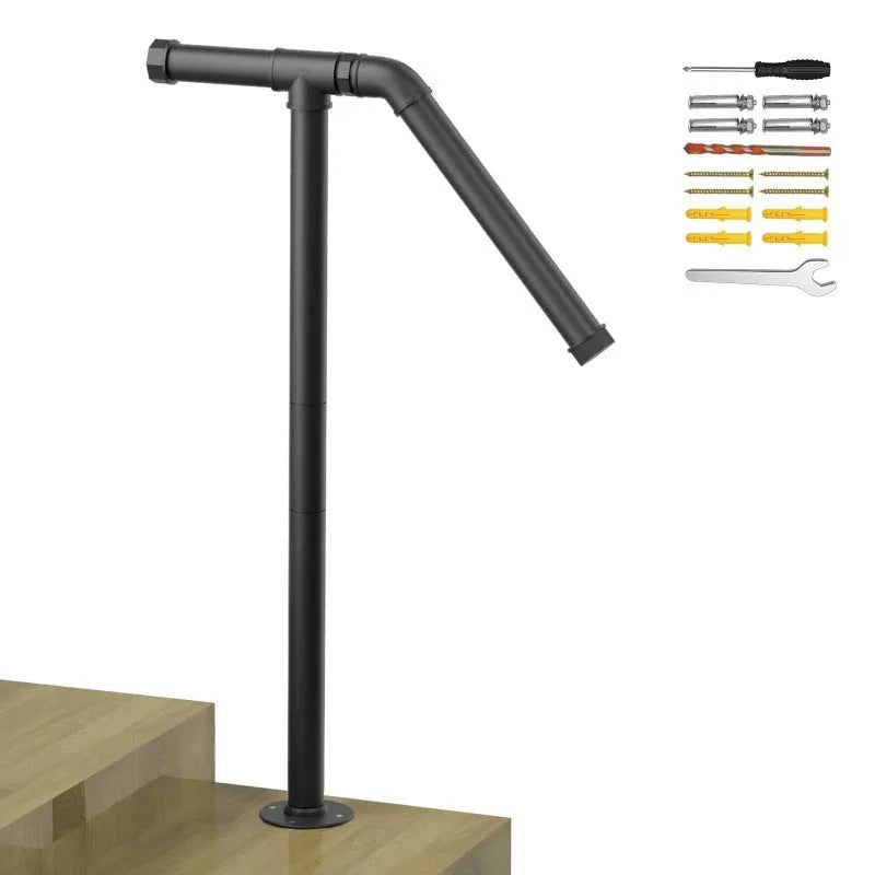 Black metal American-style ladder support bracket for wall-mounted loft ladders