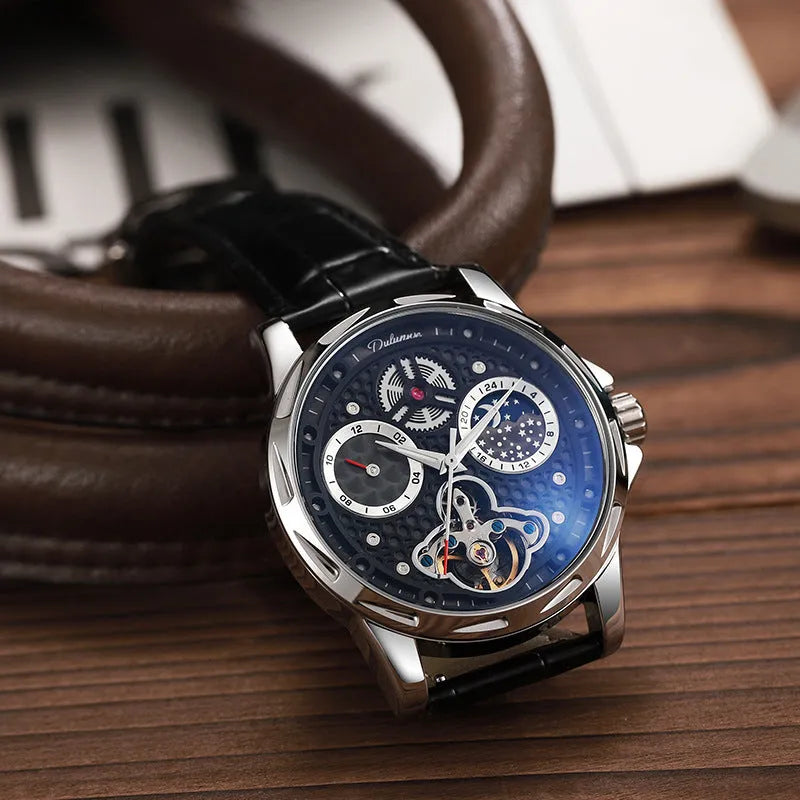 Men's waterproof automatic business watch with luminous features and 13mm thickness