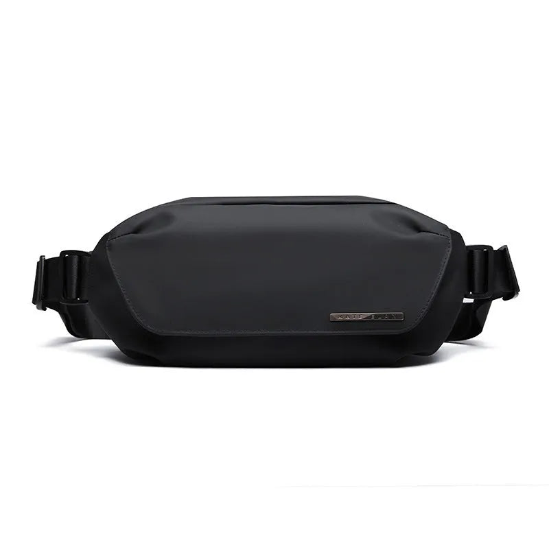 Black Oxford cloth men's messenger bag with one-shoulder riding crossbody design and polyester lining