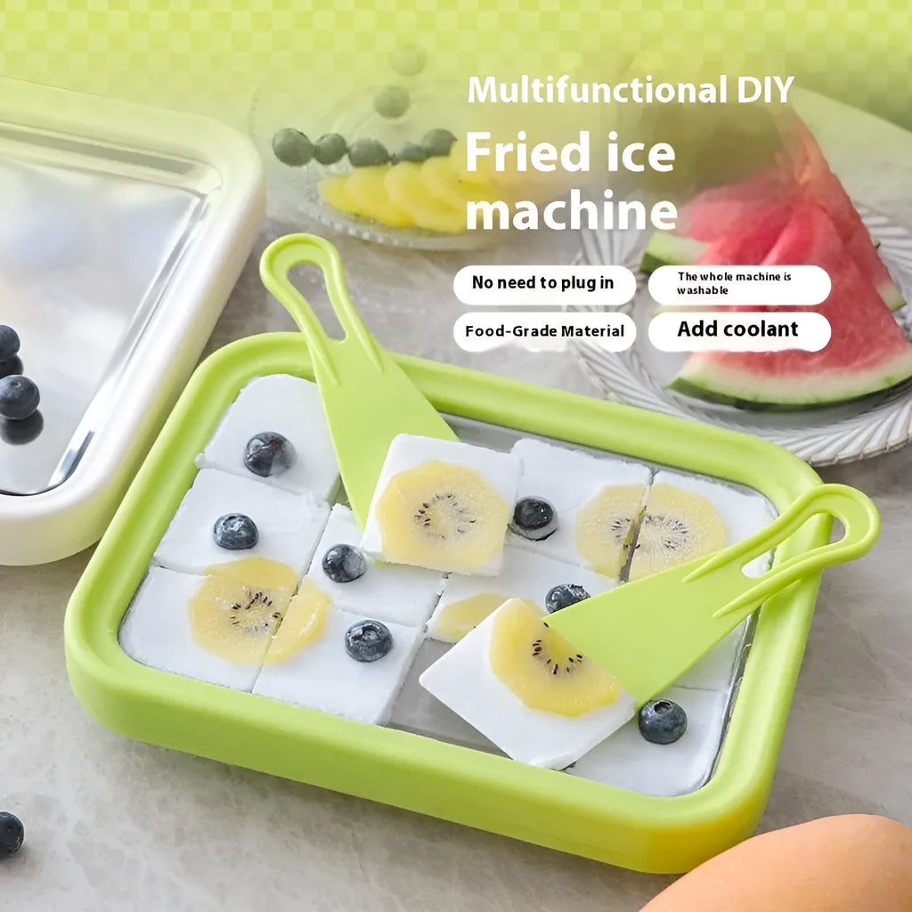 Green children's DIY fried yoghurt machine with aluminium gasket