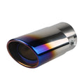 Stainless steel car exhaust tail pipe in baked blue finish, 140mm long, universal fit