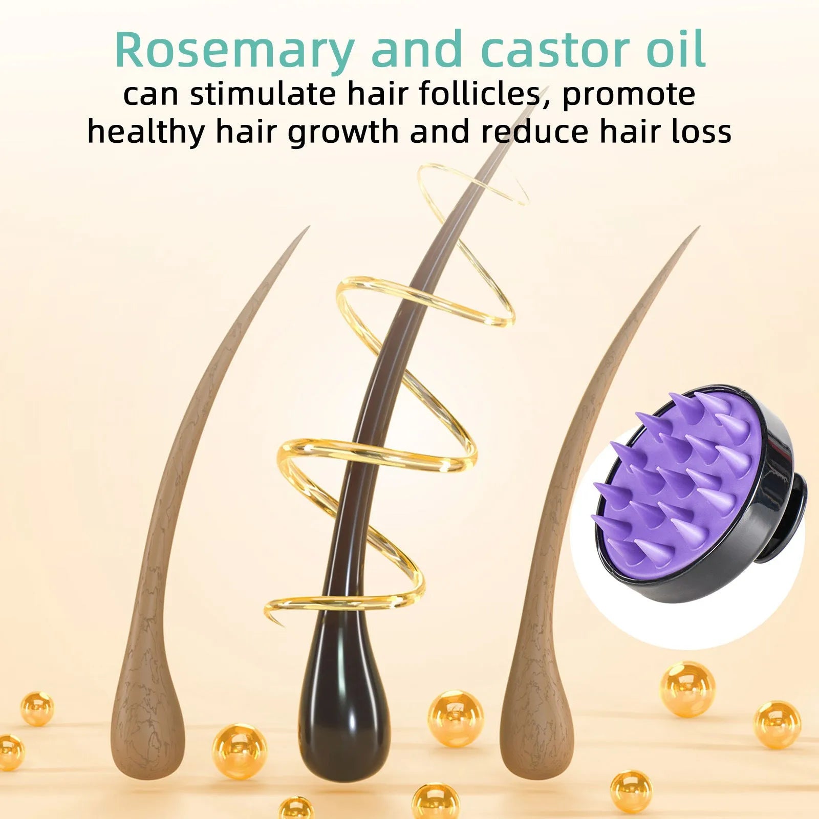 118ml bright yellow hair treatment oil bottle with massage brush for stronger hair