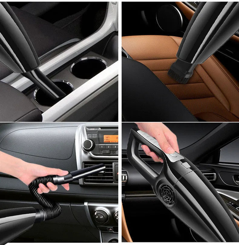 Black and orange car vacuum cleaner with cigarette lighter power cord, measuring 36cm long