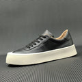 Boys first layer cowhide platform board shoes with thick rubber sole and height increase in black white yellow