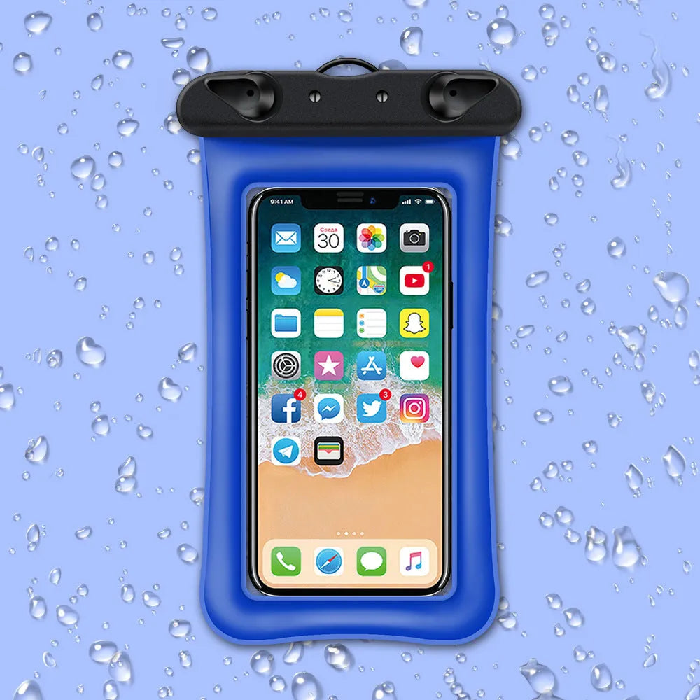 Double airbag mobile phone waterproof pouch with 45cm rope in multiple colour options