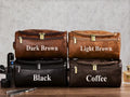 Men's high-end PU leather travel bag in black, used for home storage and leisure travel organisation.