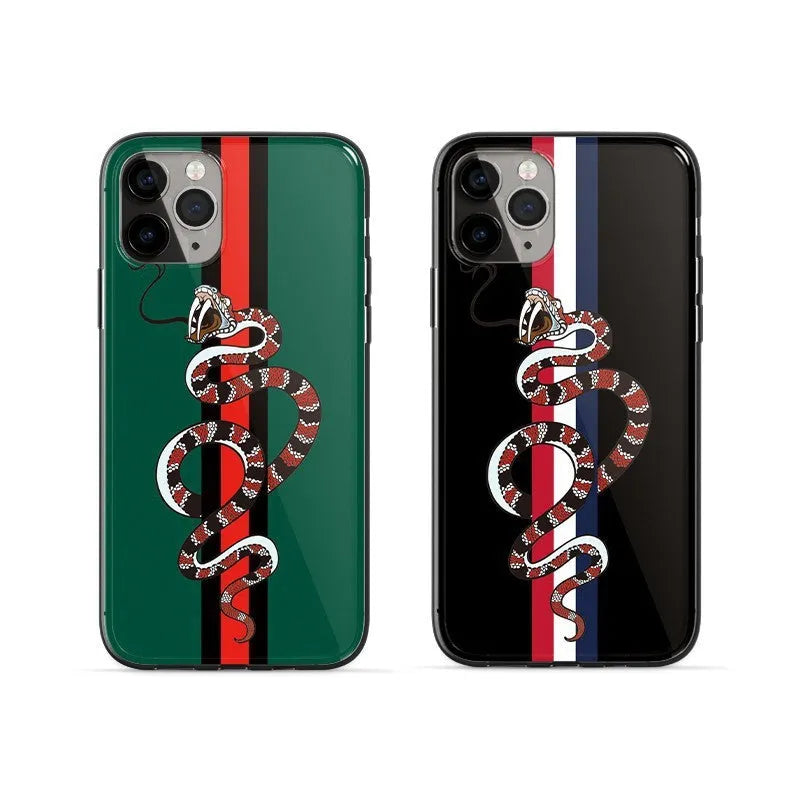 Frosted Mobile Phone Case Soft Silicone UV Painting Cartoon Snake Design Compatible with iPhone 6/6s to 13 Pro Max Black Back Cover TPU
