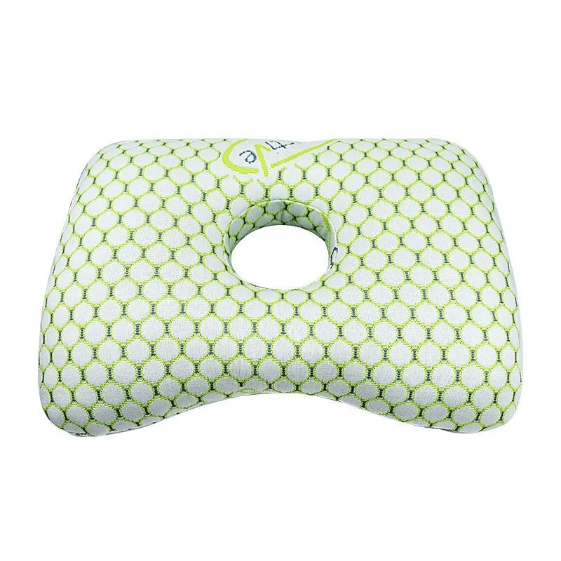 Beauty salon single hole ear pillow in grey with detachable cover, shown next to a tape measure indicating 39cm length.
