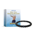 Men's black gallstone and glass body shaping wristband showing adjustable single-piece design