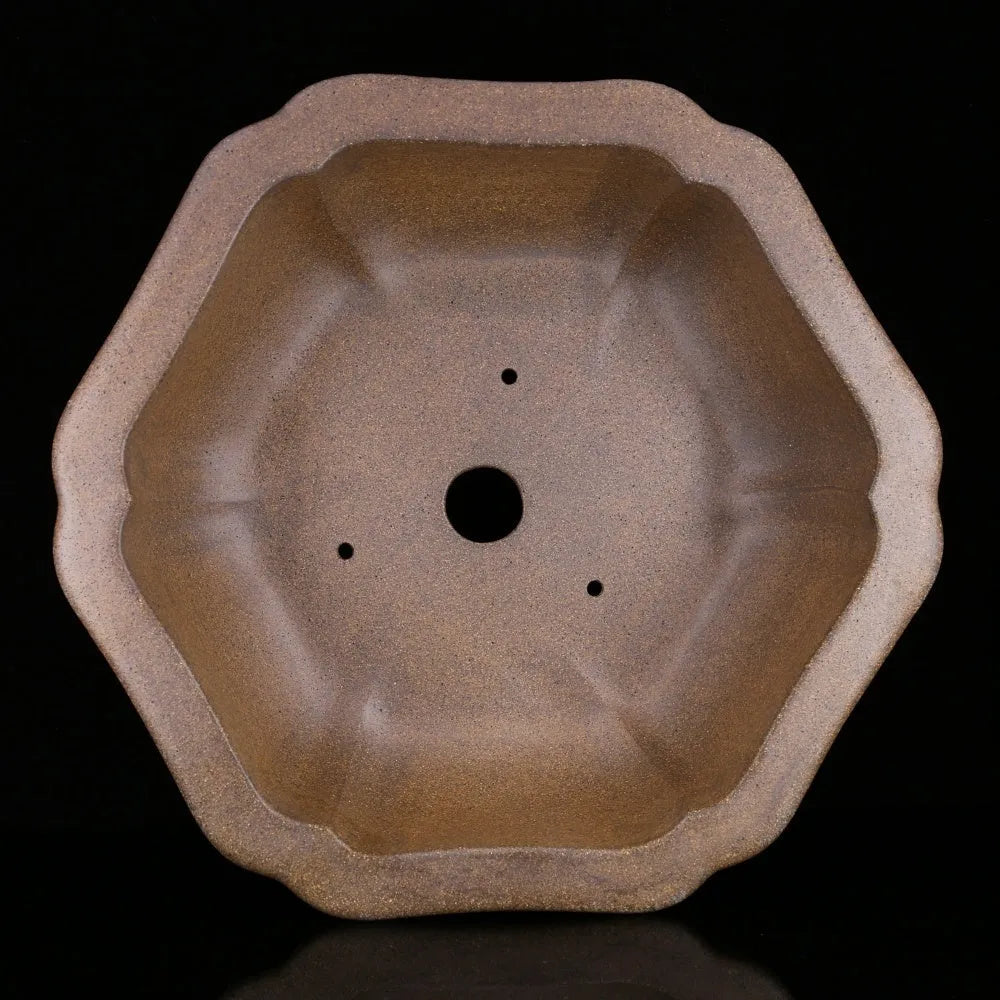 Large handmade purple sand flower basin in hexagonal or Begonia style.