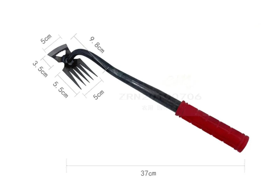 Alloy steel multi-function dual-purpose gardening hoe rake with teeth for digging and weeding