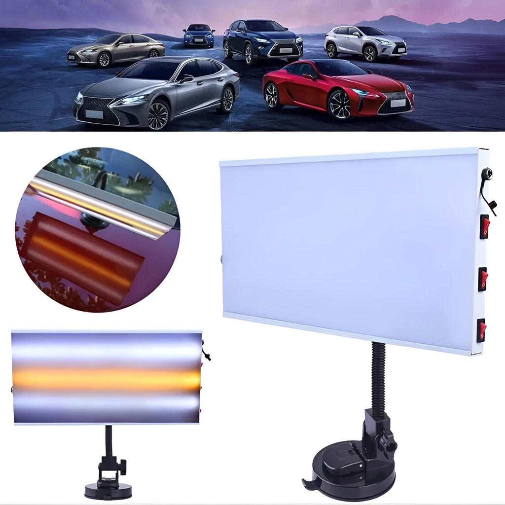 White MPT X009 car depression repair detector suit with concave inspection light on workbench