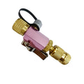 Vacuum valve core disassembly tool set with black 1/4 inch and pink 5/16 inch metal tools