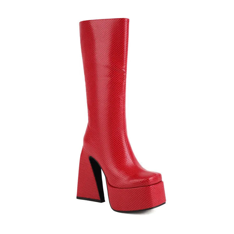 Women's black casual high boots with synthetic PU upper material, ankle height design