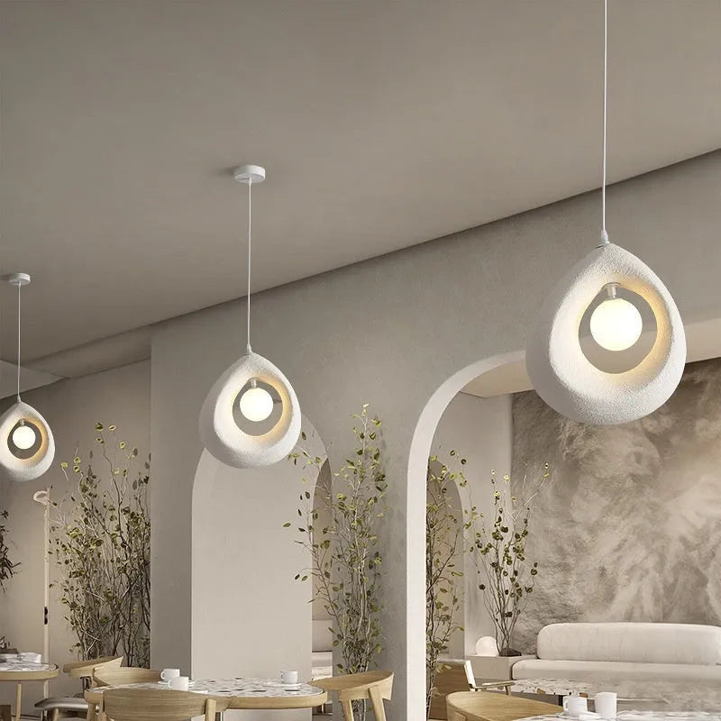 Retro style pendant chandelier with milky white lampshade for dining room or living room