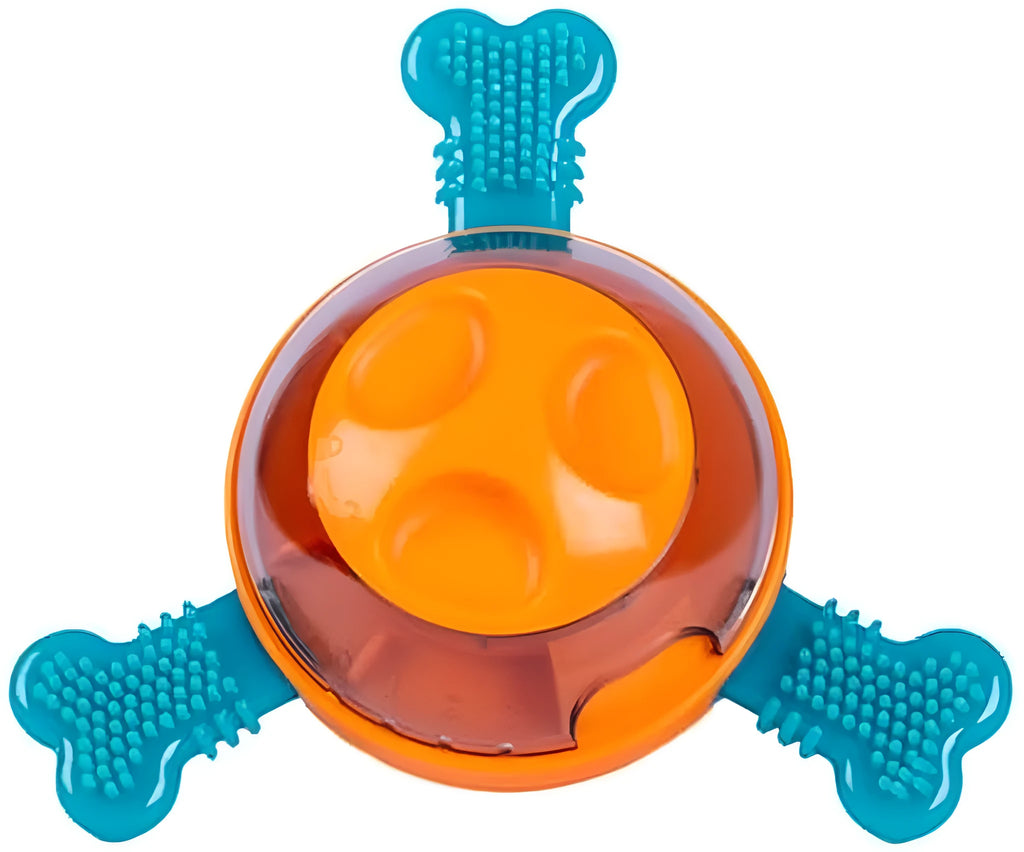 Interactive dog puzzle toy with rubber bones for small and medium puppies