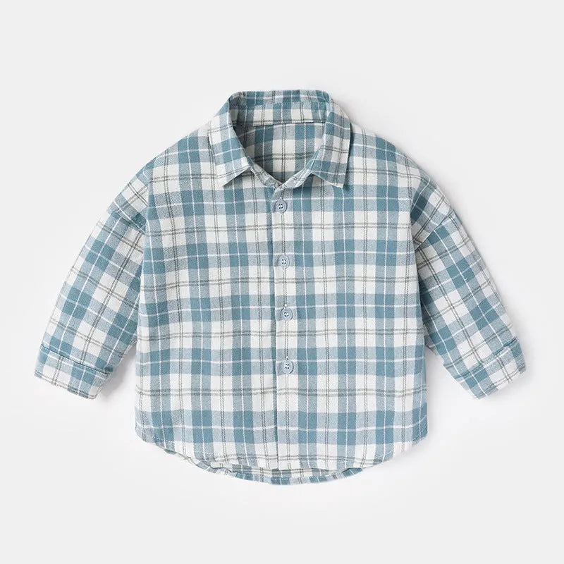 Boys' cotton lattice casual shirt in multiple colours with long sleeves