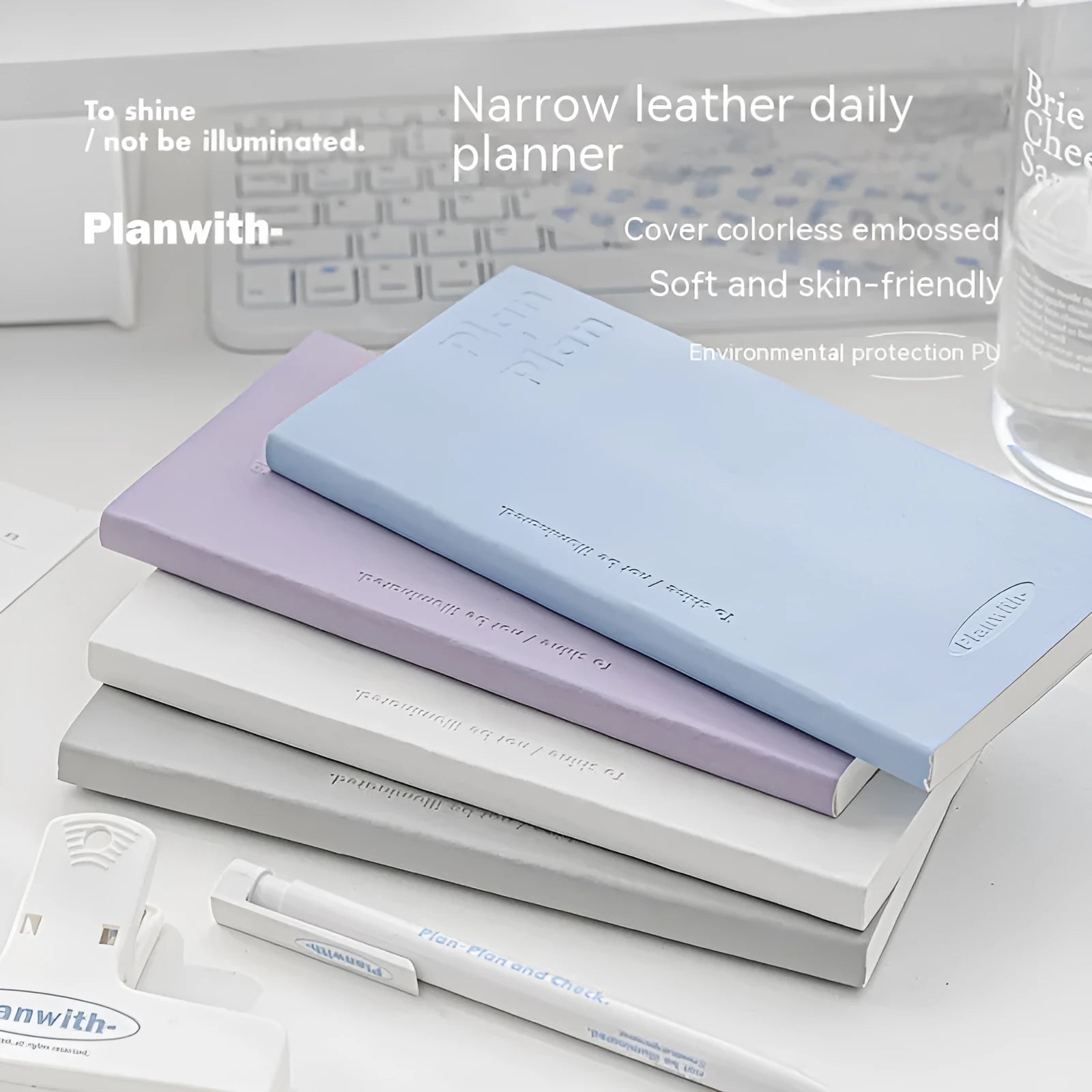 Embossed cover notebook showing 80 sheets of 100g white cow paper with perfect binding