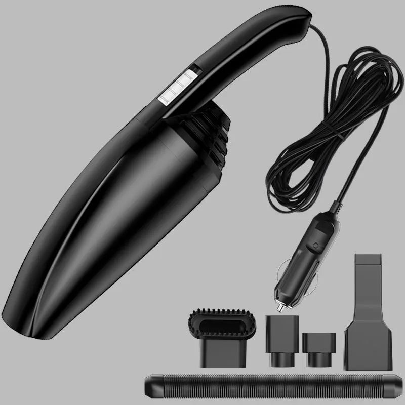 Cool Black 12V car wet and dry vacuum cleaner with brush suction and hose attachments