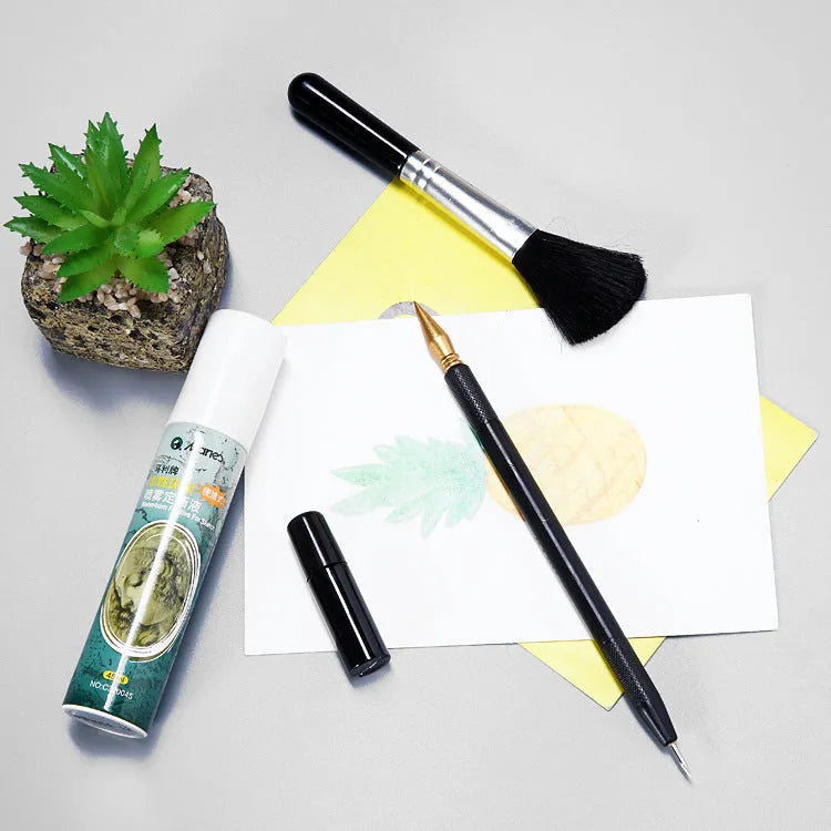 Creative scraping painting tool set with brushes, pens, scrapers, and photo frames for scratch art projects