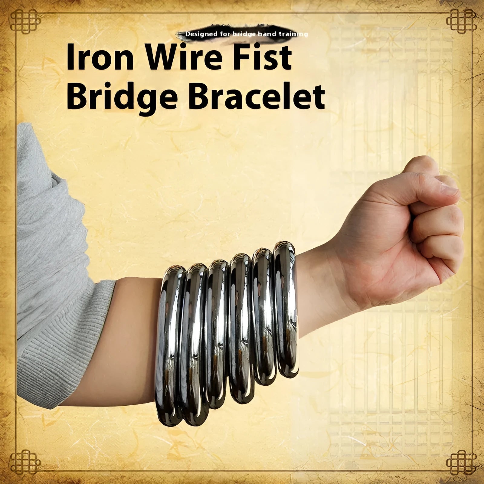 Iron Arm Skill Wing Chun carbon steel training ring shown in three sizes.