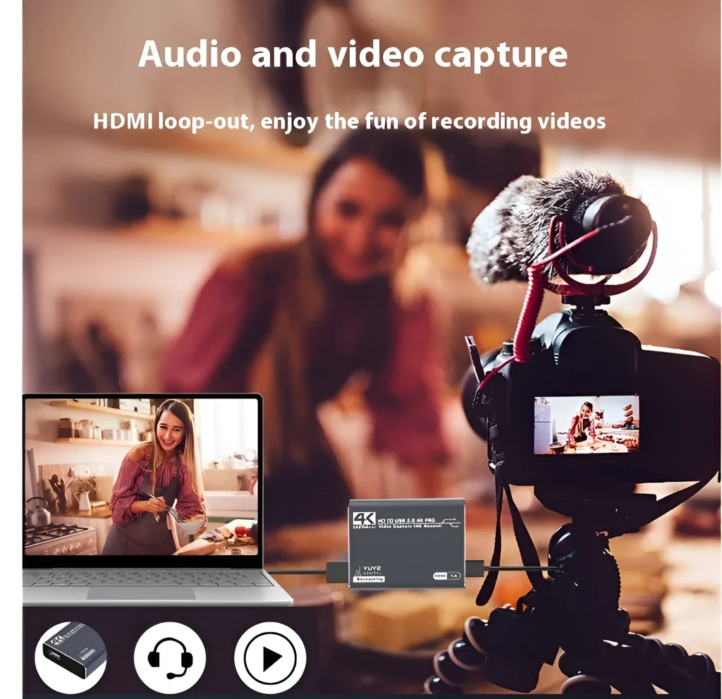 Black MS2131 chip 4K gaming set-top box with audio recording and 1080 resolution