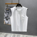 Solid colour cotton sleeveless t-shirt in loose fit with straight hem design