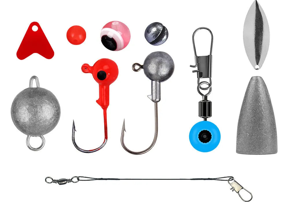 Weihe 257-piece fishing lure accessories set in protective ABS box for Texas, sea and rock fishing