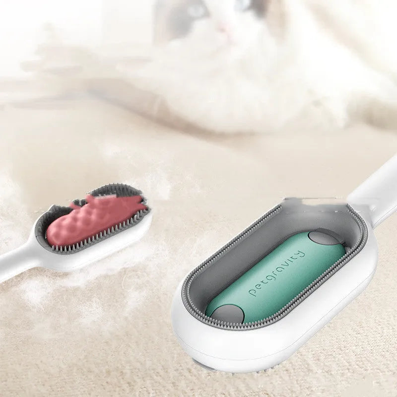 Green plastic hair removal comb for cats and dogs with disposable wipes sticker, 19cm long