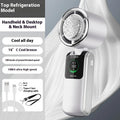New ice pack high-speed folding handheld fan with hanging neck in blue 4000mAh