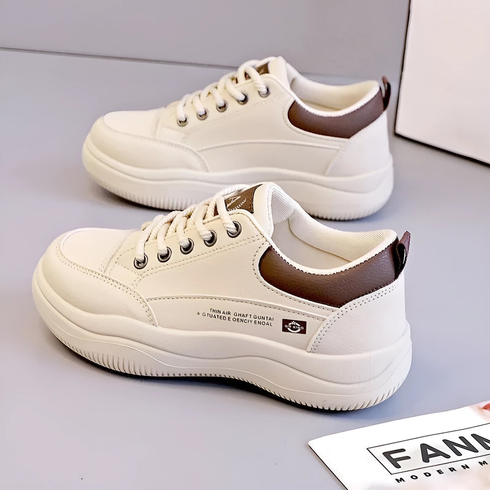 Women's white Korean-style leather pumps with cross straps and round toe