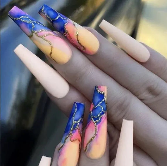 Ballet wave line detachable nail stickers in W067 colour with jelly glue packs