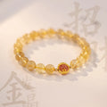 Natural gold rutilated quartz crystal bracelet with diamond cut beads, 6mm and 8mm sizes, unisex design