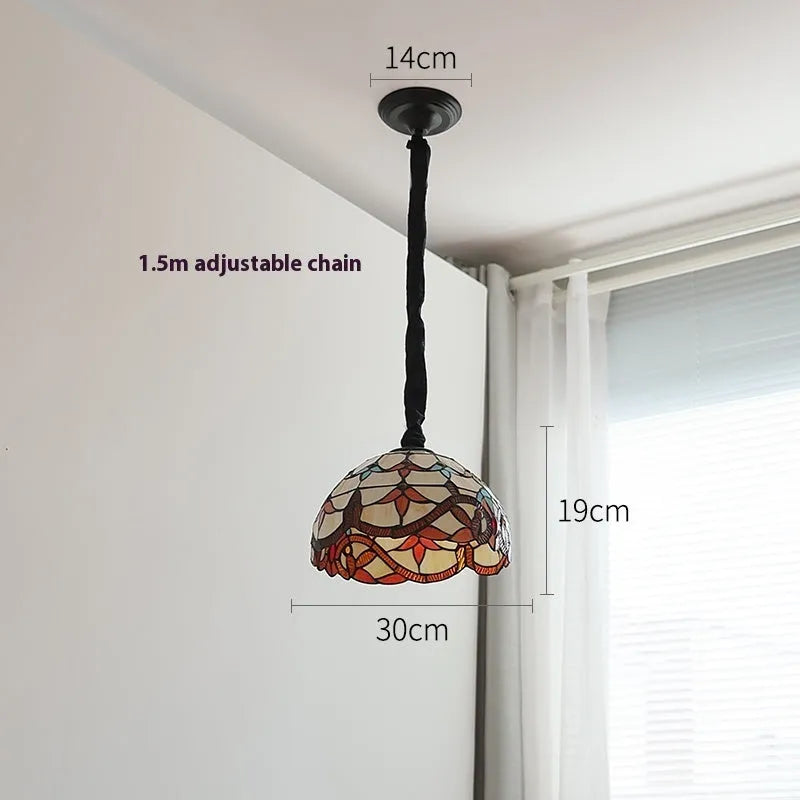 MD1027 hand-woven glass pendant lamp with Mediterranean design, ABS chassis, for bedroom or dining room