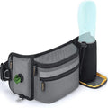 Multifunctional polyester striped pet fanny pack for running and dog training in black and grey