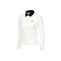 Women's white long sleeve golf top with sportswear design for outdoor activities