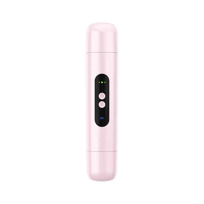Portable electric depilator for trimming armpit hair with floating blade in white and pink colours