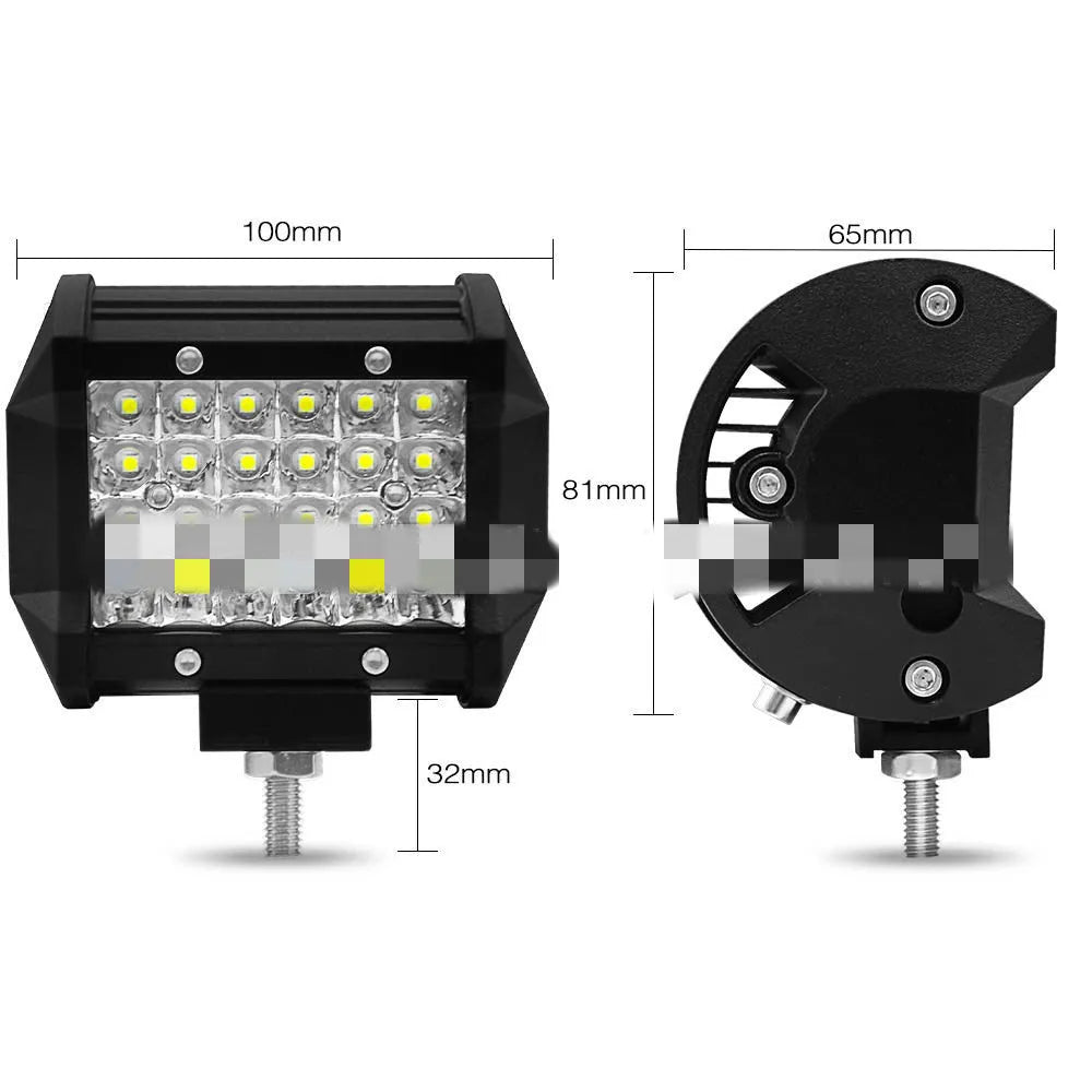 72W 4-row LED off-road strip light bar with 3030 chips in black aero aluminium alloy housing