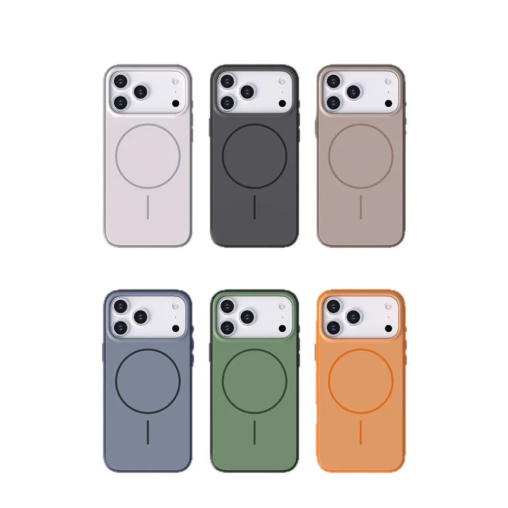 Two-colour skin feeling magnetic suction AI photo button phone case for iPhone 16 17 Pro Max in black half-pack style
