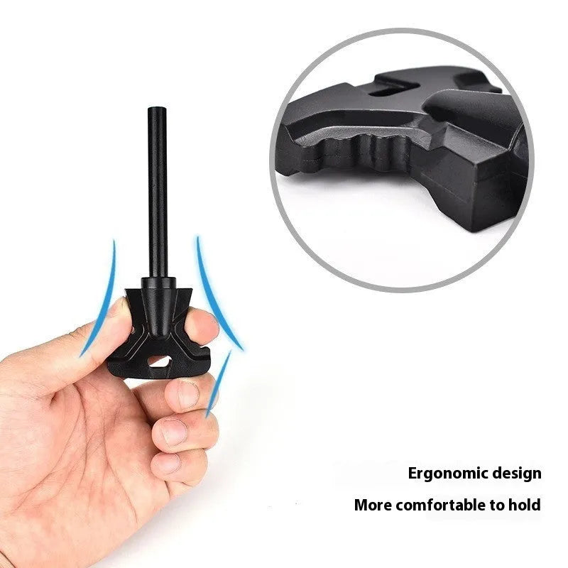 Butterfly-shaped stainless steel survival tool with integrated firestarter and bottle opener