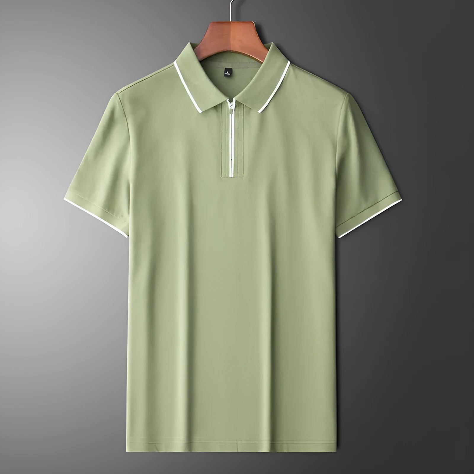 Men's lapel silk business casual top cotton blend slim fit short sleeve shirt in grass green