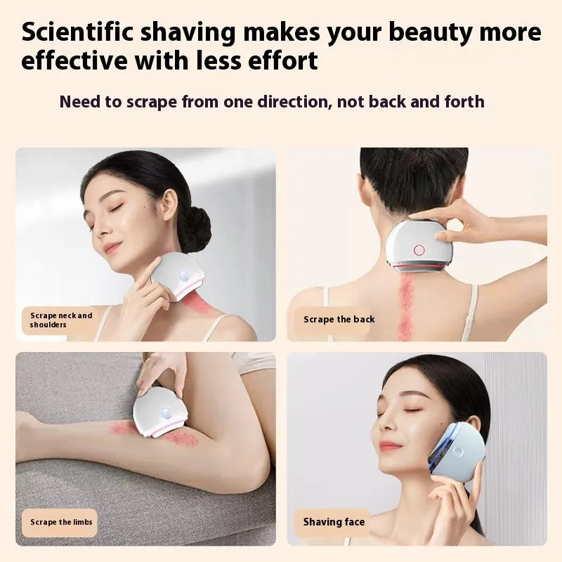 Household electric beauty scraping device with photon IPL lights in a French pattern design.