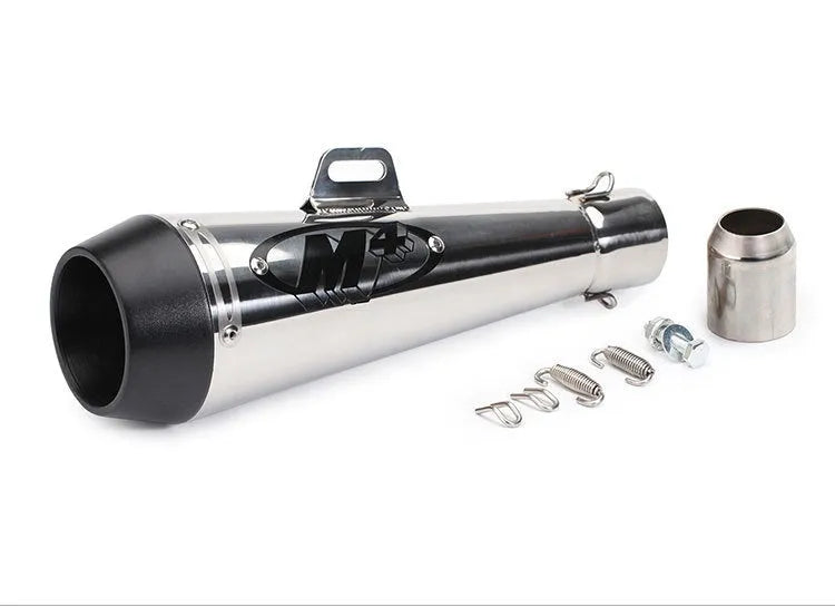Universal M4 motorcycle exhaust pipe for large displacement engines in multiple finish options