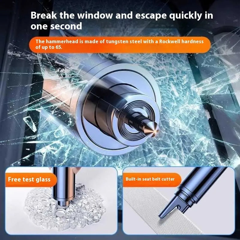 Car safety life hammer window breaking machine in black and red made from ABS material for emergency escape